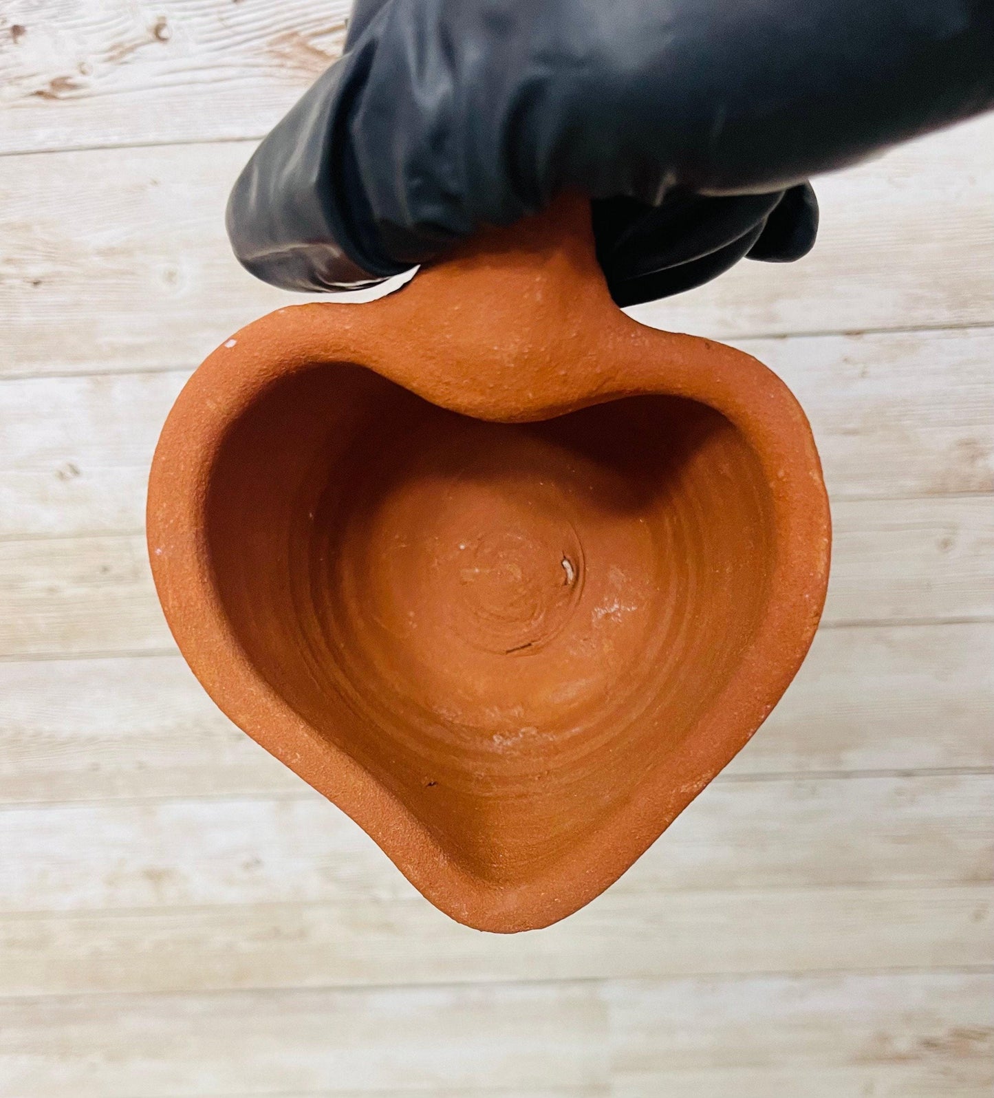 Mexican Red Terra Cota Heart Cup Mug with Heart Plate & Spoon Taza Plato y Cuchara de Corazon de Barro Rojo Mexicano