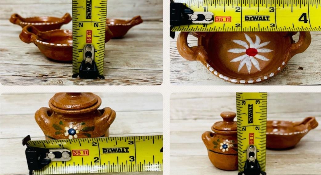 Mexican Terra Cota Salt Shaker and Casserole Handmade Barro Pottery Set Salero de Barro Mexicano y Cazuelita Artesanal