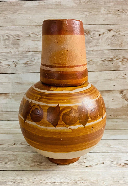 Mexican Clay WaterJug & Cup Botellón Garrafón de Barro Mexicano