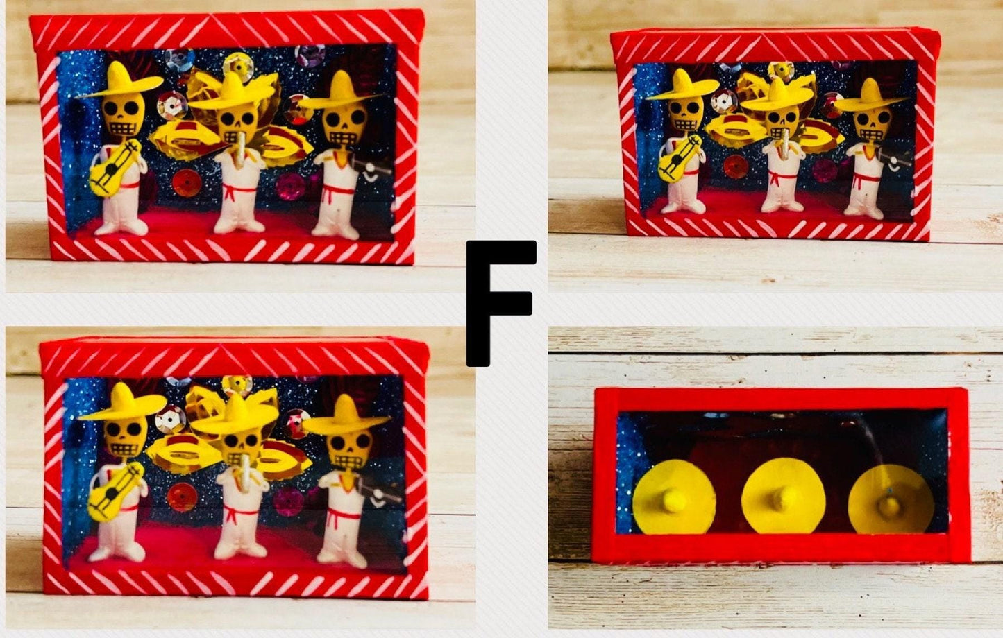 Nicho Mexicano De Catrinas con Vitrina Mexican Sugar Skulls Shadow Box