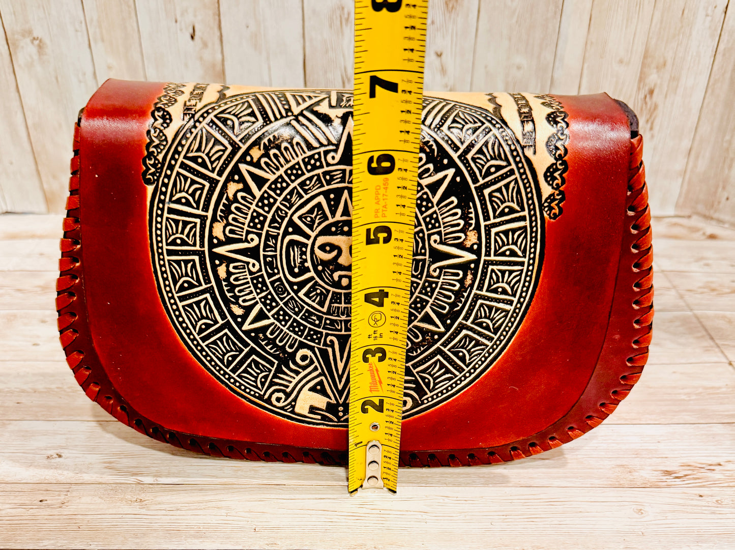 Mexican Leather Tooled Handbag Bolsa Mexicana de Piel Cincelada