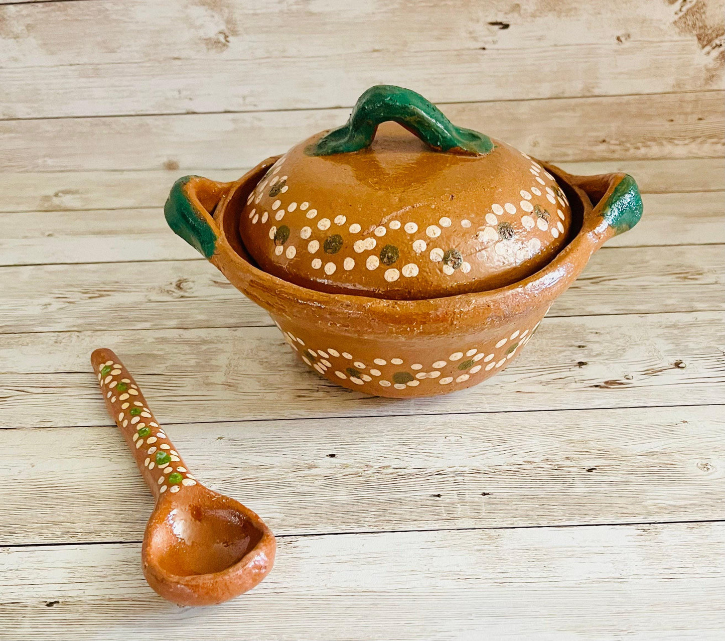 Mexican Casseroles Cazuelas de Barro con Tapa y Cucharas