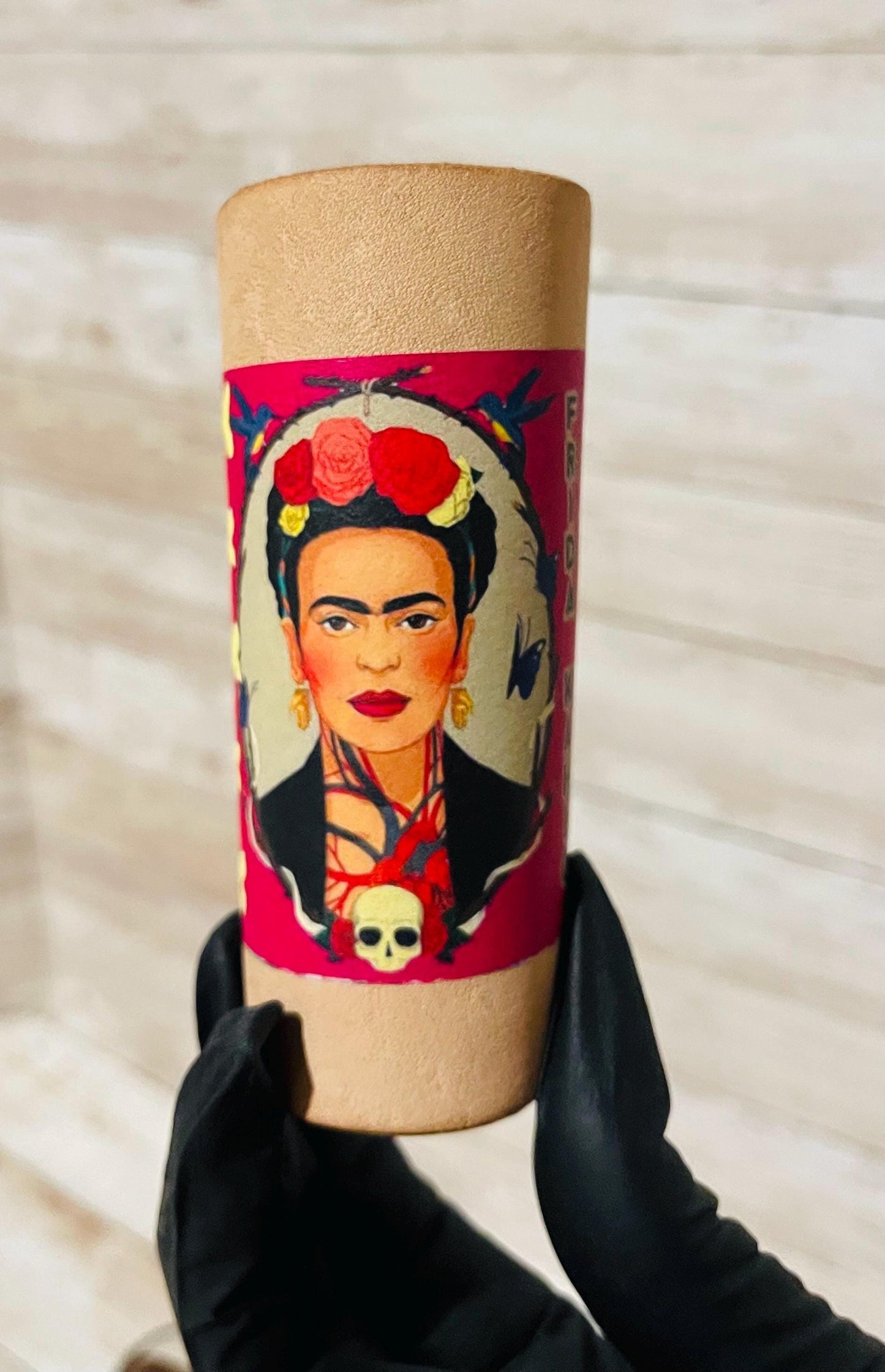 3 Frida Kahlo Mexican Leather Shot Glasses 3 Vasos Tequileros de Frida Kahlo con Forro de Piel