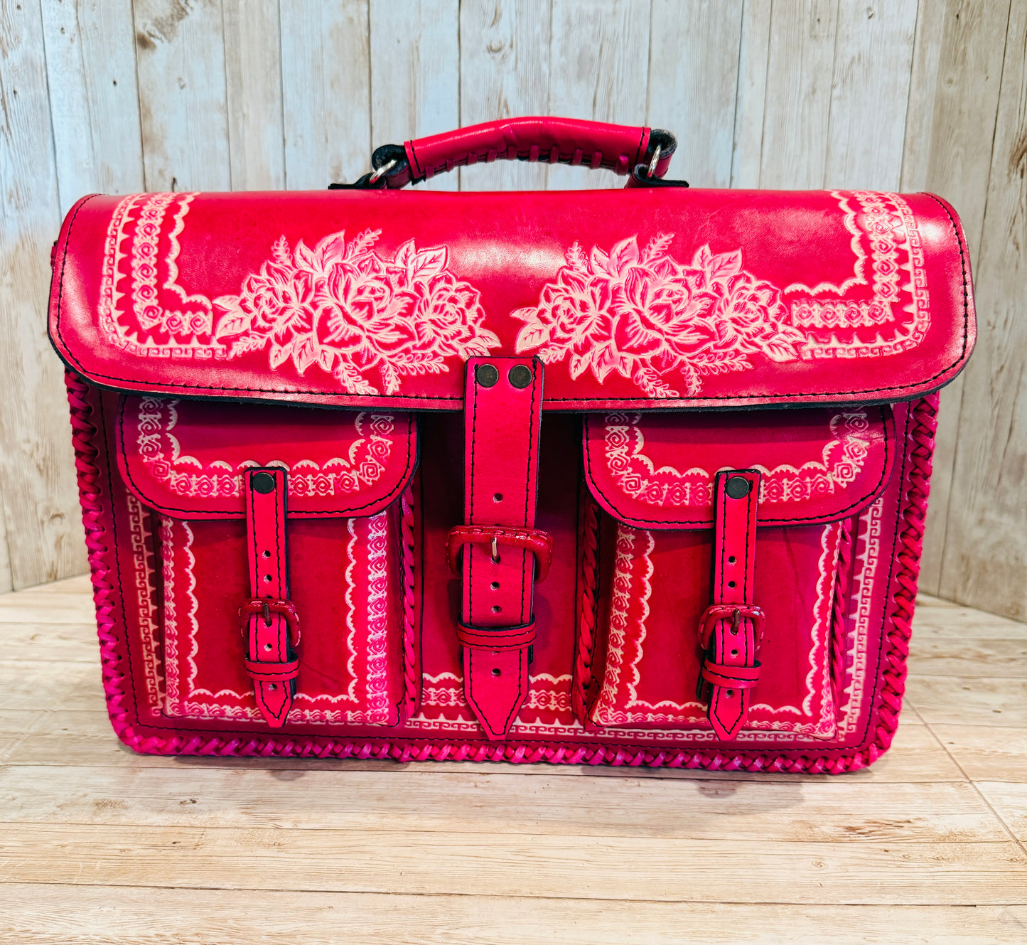 Unisex Leather Handmade Portfolio Leather Business Briefcase Mexican Artesanal Satchel Portafolio Artesanal de Piel de Cuero Amartillado