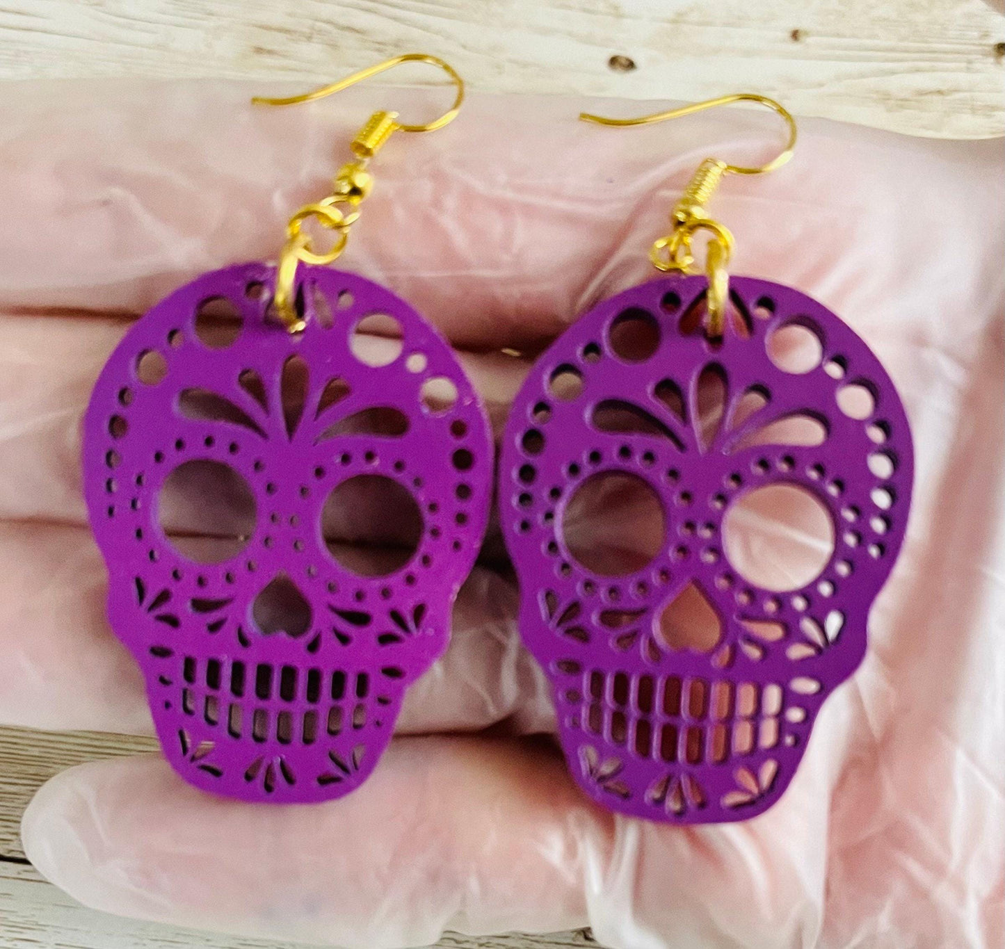2x Day of the Dead Earrings 2 Pares de Aretes de Dia de Muerto