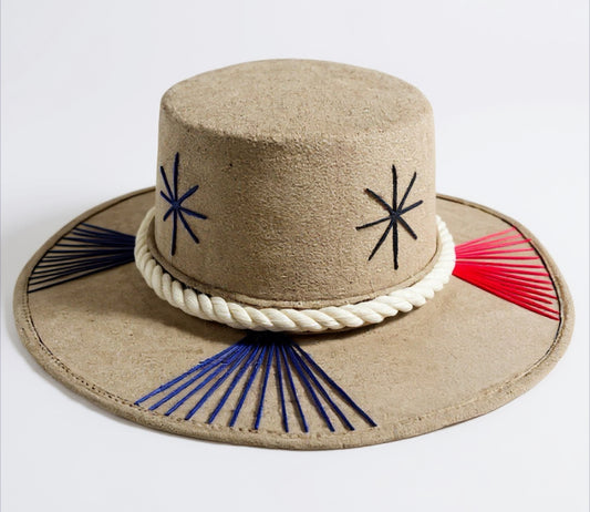 Mexican Western Boho Embroidered Hat Medium Sombrero Mexicano con Bordado Fino