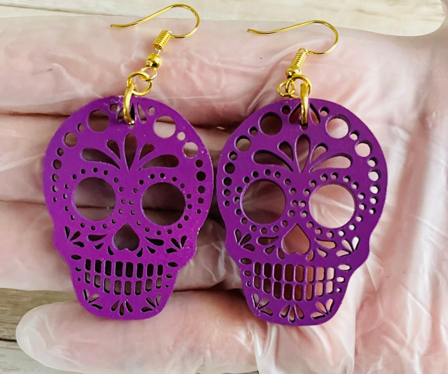 2x Day of the Dead Earrings 2 Pares de Aretes de Dia de Muerto