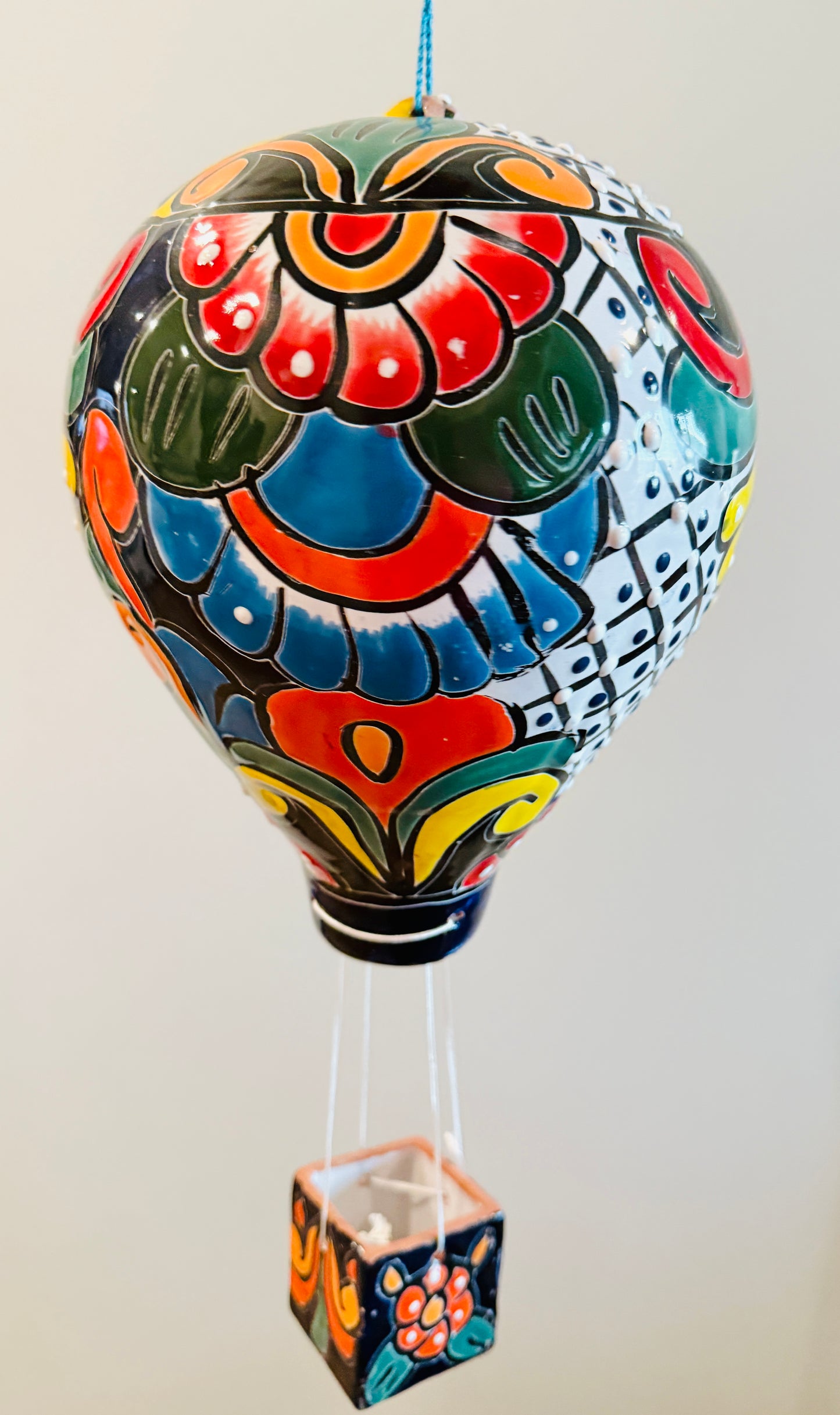 Mexican Talavera Hot Air Ballon Ceramic Hanging Decor Globo Aerostático Mexicano de Talavera Globo de Aire