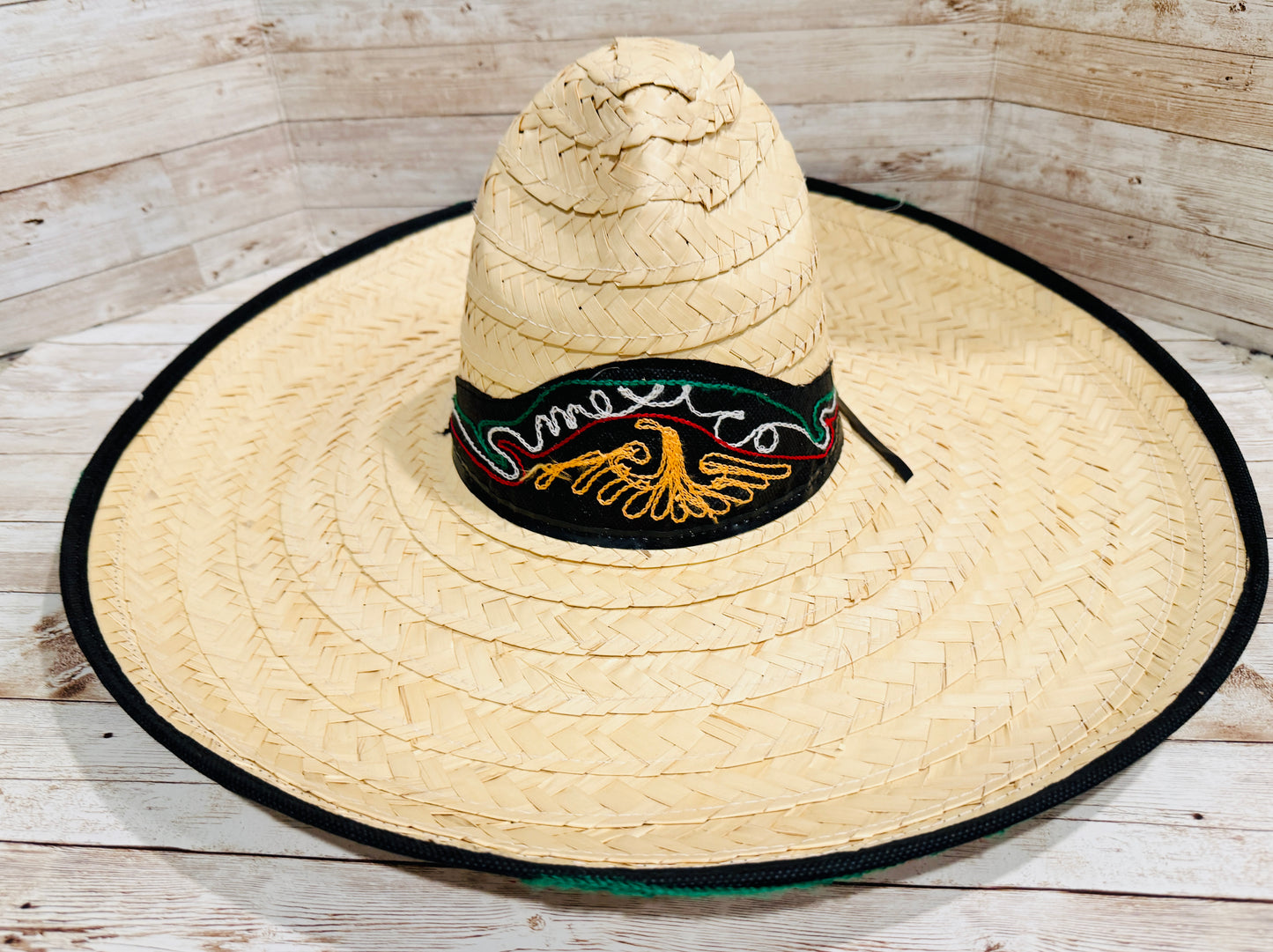 Sombrero Tradicional Mexicano de Palma Con Cinta Bordada De Mexico Straw Hat