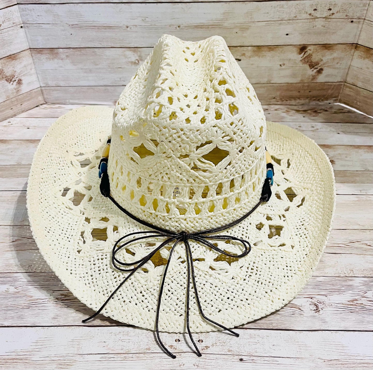 Beige Cowboy Hat One Size Sombrero Negro Vaquero con Toquilla
