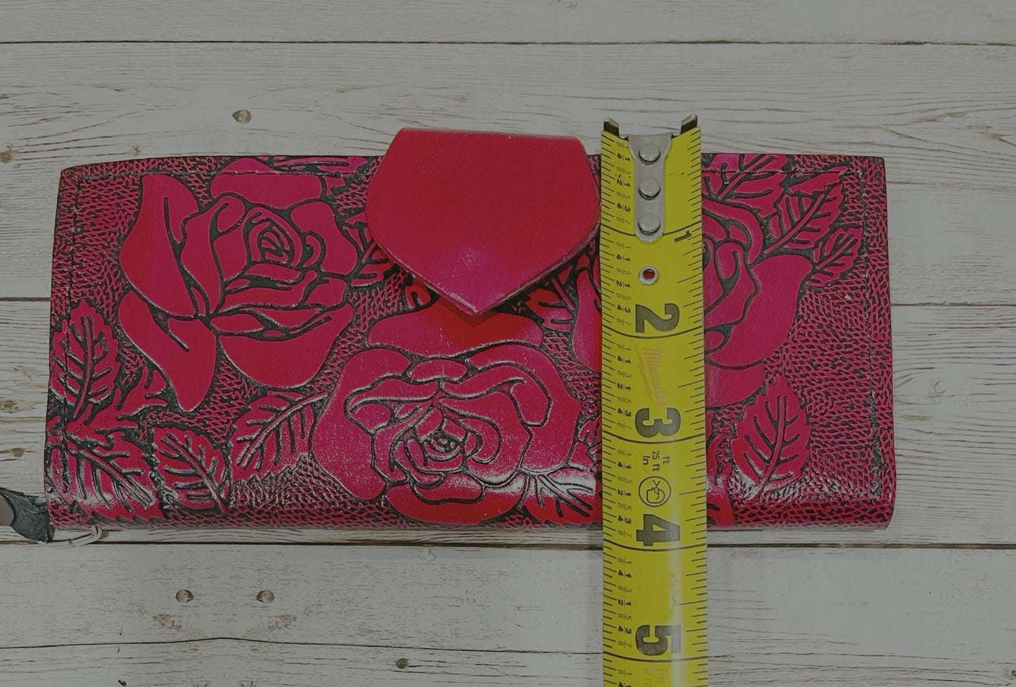 Mexican Tooled Wrislet Leather Wallet Cartera Mexicana De Piel Cincelada