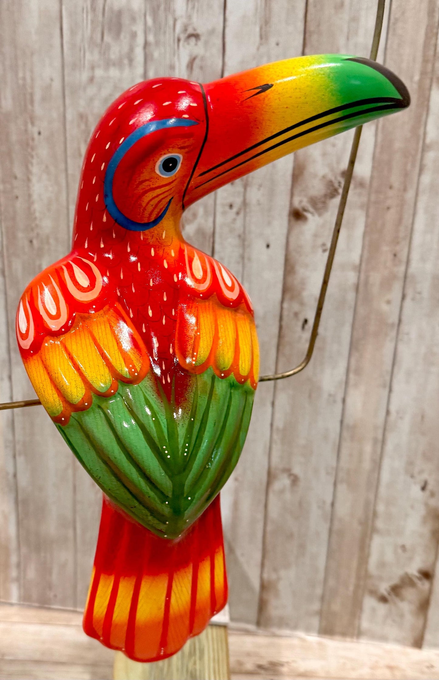 Hanging Exotic Bird in Ring Mexican Pottery Ceramic Pajaro De Cerámica
