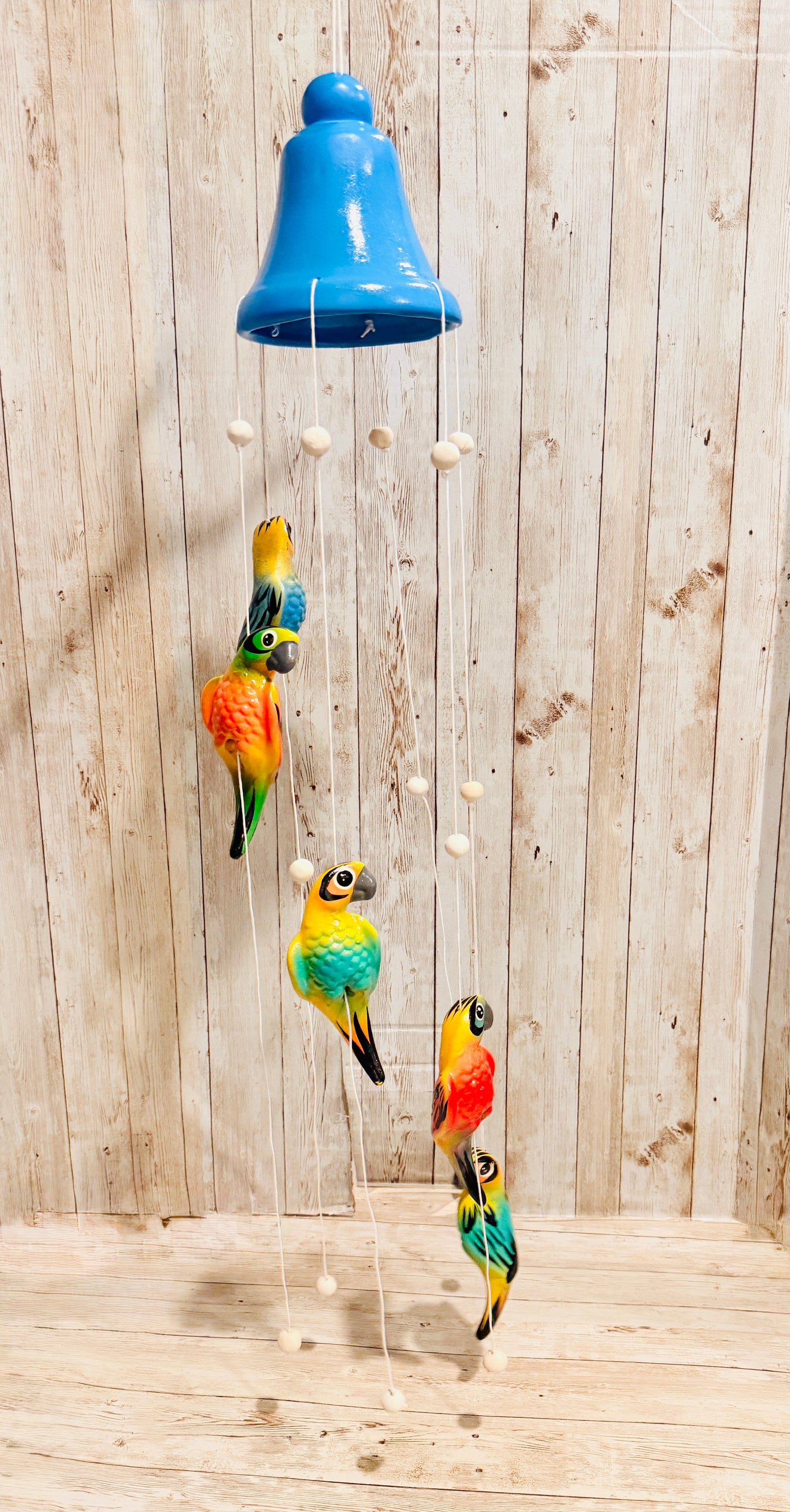Mexican Ceramic Parrots Wind Chime Campana de Viento Mexicana de Cotorritoa