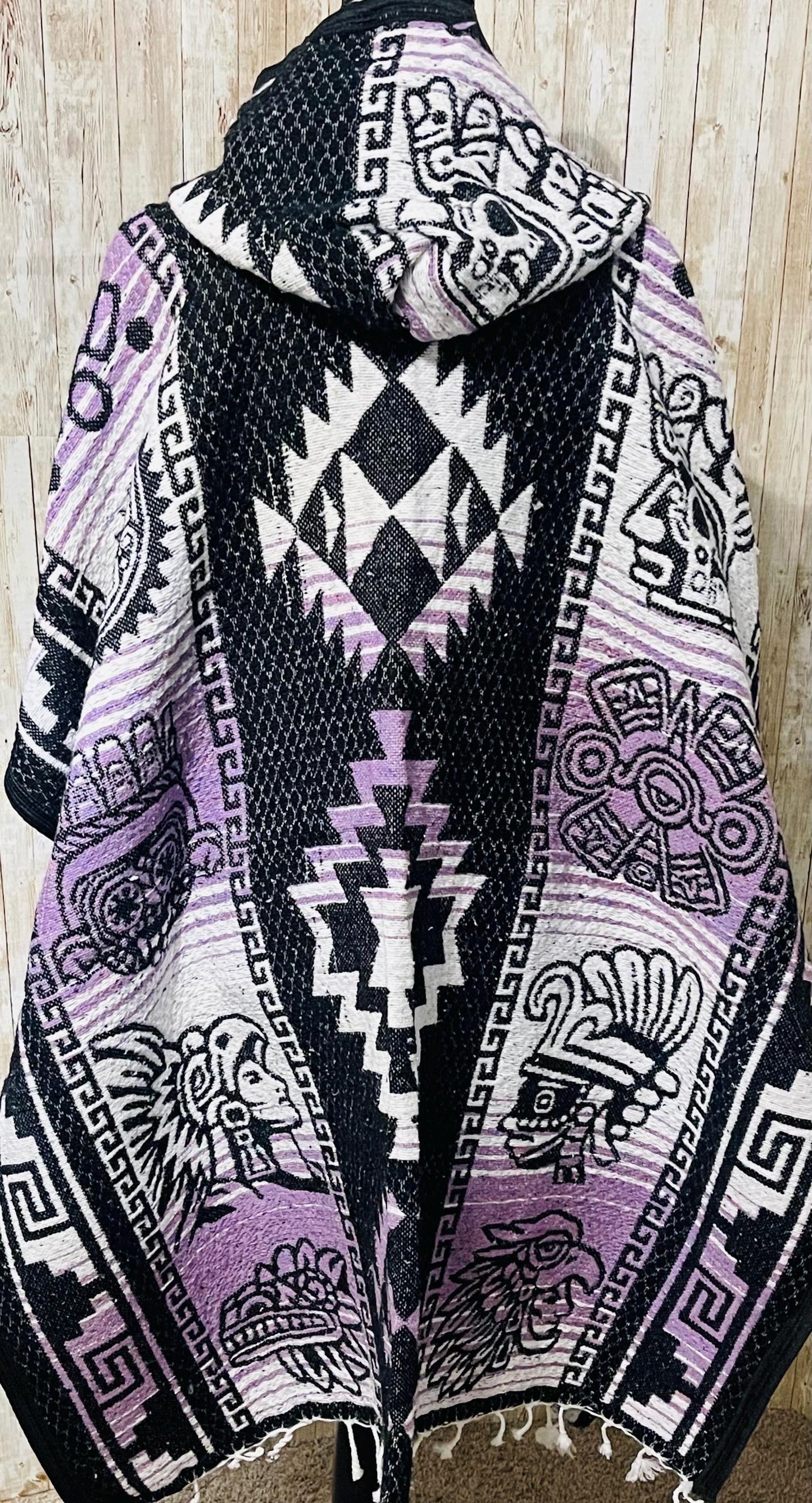 Mexican Greek Aztec Calendar Double Sided Poncho Poncho Mexicano Doble Vista Calendario Azteca Greco