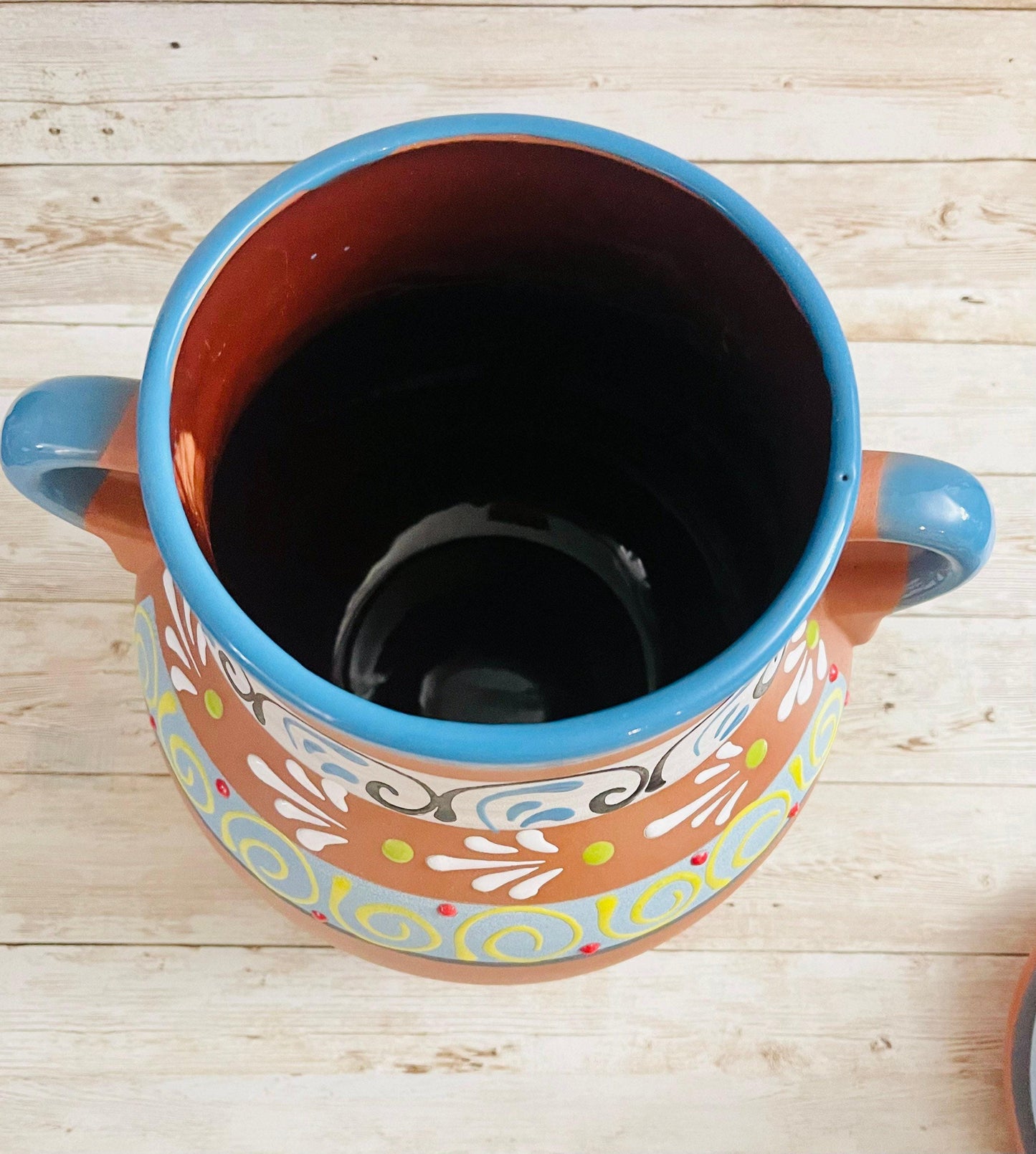 Olla de Barro Frijolera con Tapa Clay Pot with lid Fits Up To 1 Kg Terracota Pot