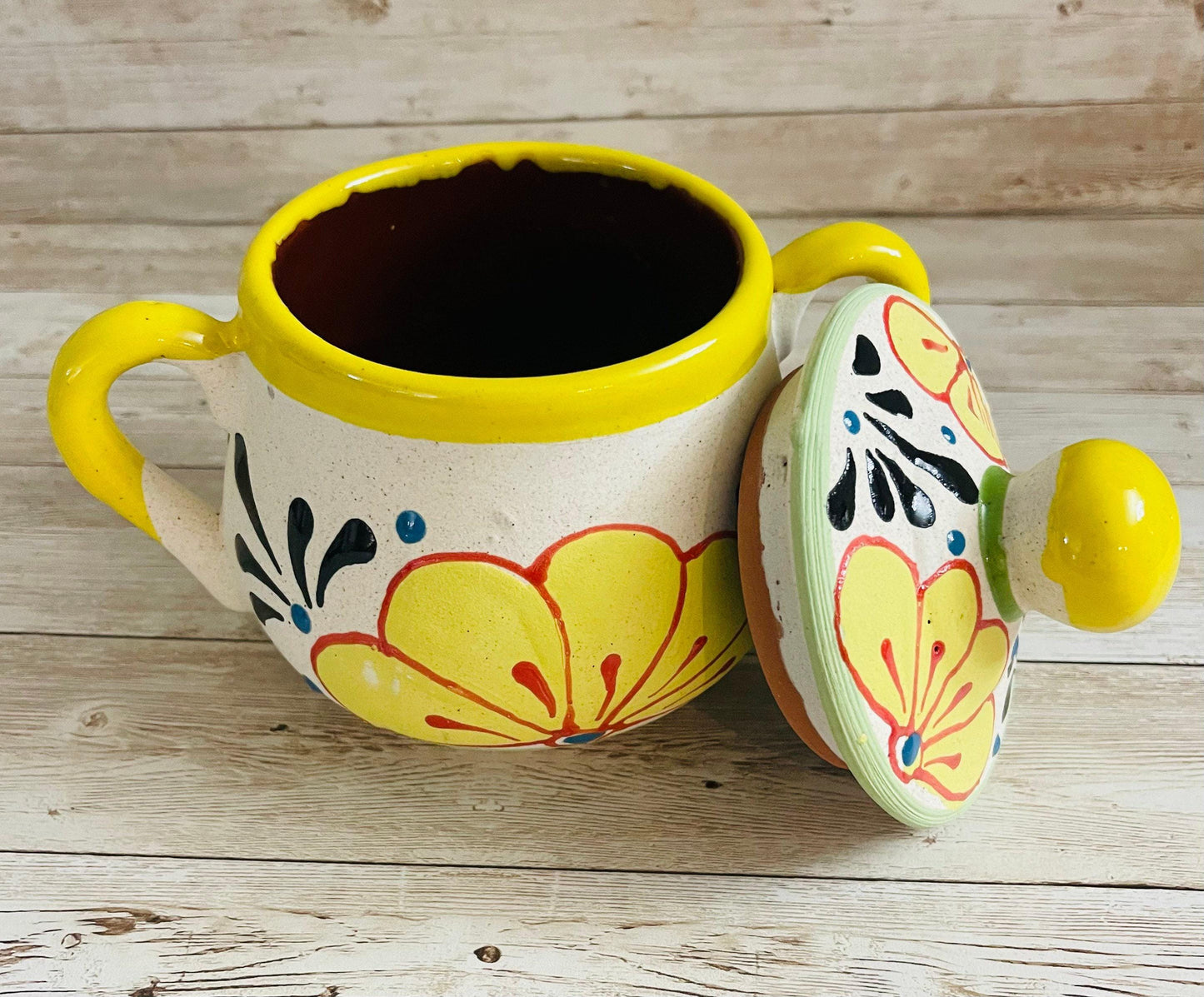 Terra Cotta Mexican Art Pottery Sugar Pot Azucarera Mexicana Engove