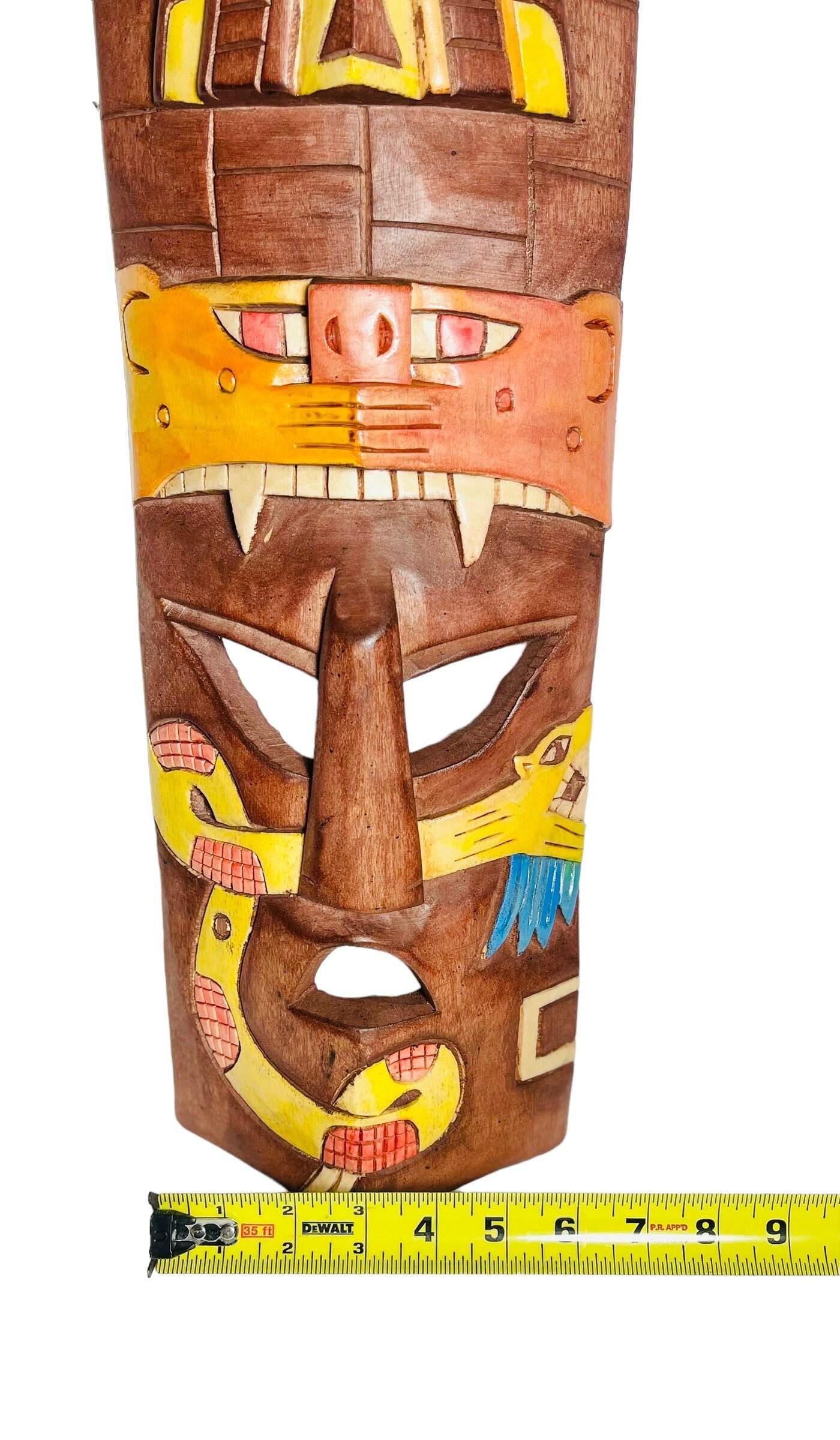 Prehistoric Wooden Mask Mayan Culture Hsnd Carved  Mexican Wall Art Artesanias Mexicana Mascara Maya De Madera