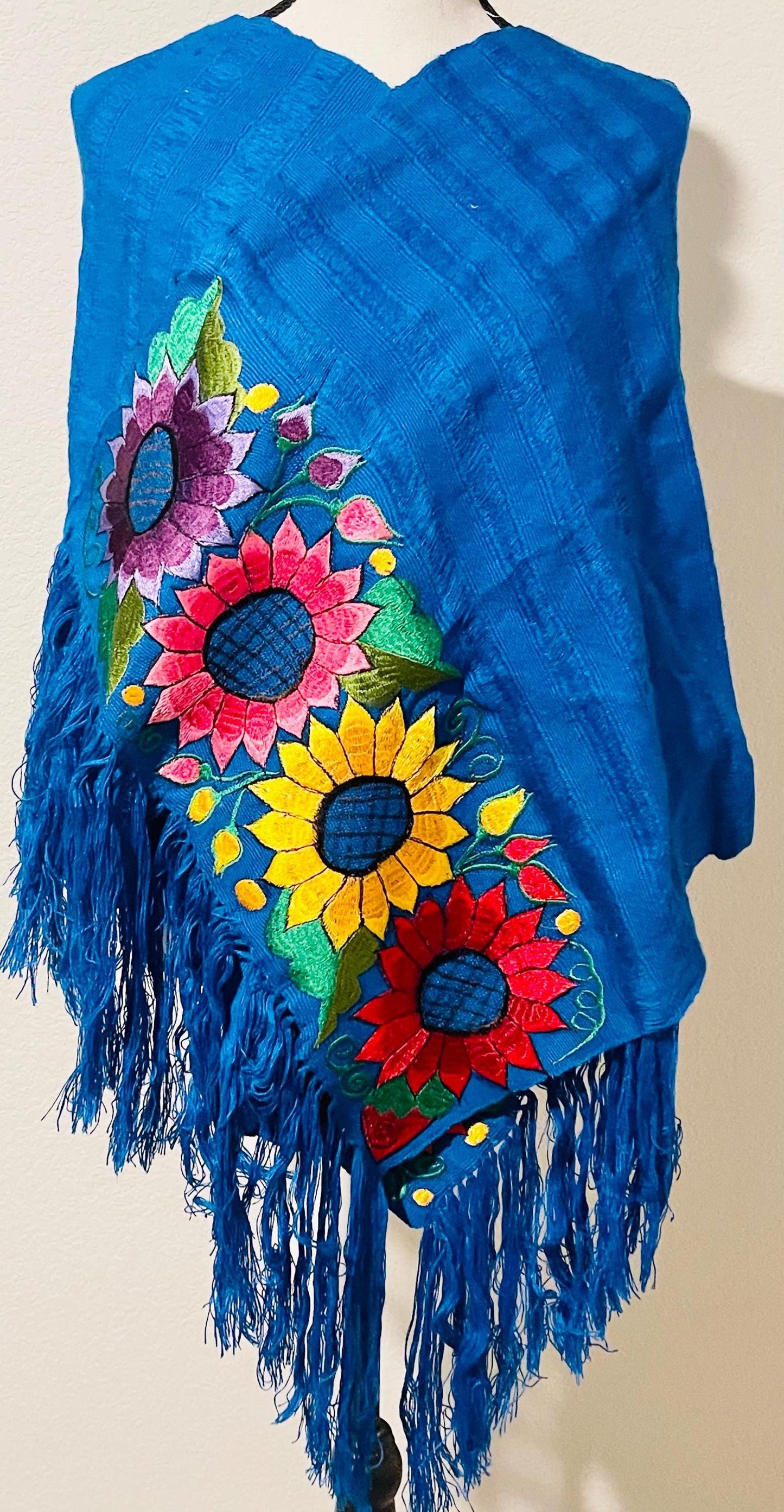 Mexican Embroidered Shawl Wrap Cover Reboso Mexicano Bordado