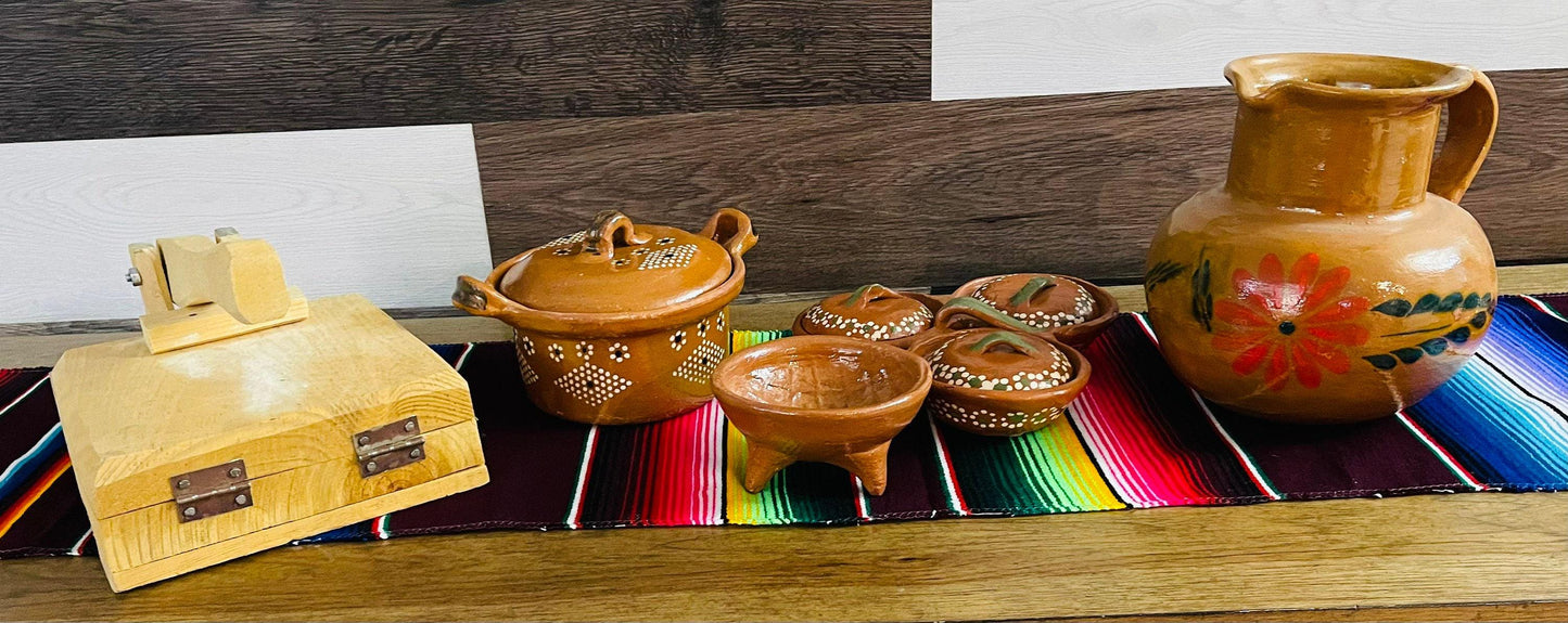 Prensa Para Tortillas Cazuela Jarra Salsero y Molcajete de Barro