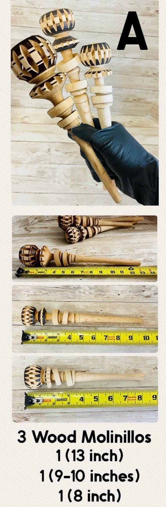 Mexican Wood Molinillo for Hot Chocolate 8. 9 and 13 inches Stirrer Molinillo Mexicano De Madera 8, 9 y 13  pulgadas