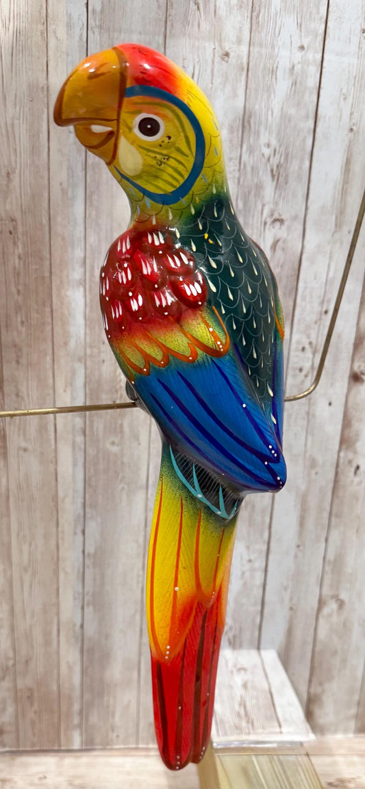 Hanging Exotic Bird in Ring Mexican Pottery Ceramic Pajaro De Cerámica