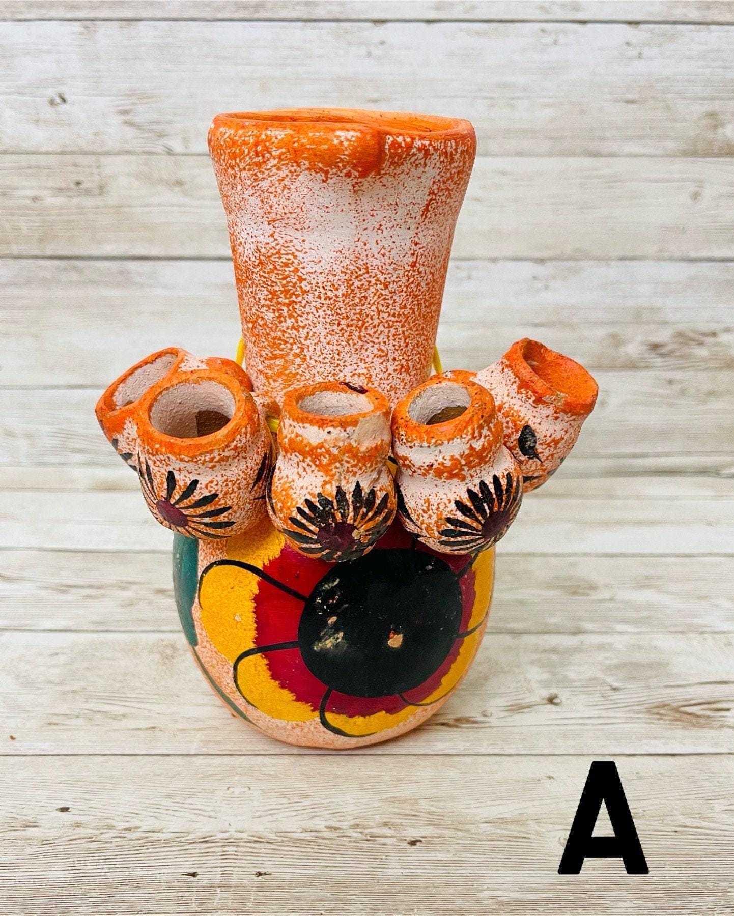 Terra Cotta Mexican Art Pottery Tequilero With 5 Mini Jarritos Licorera Artesanal Mexicana con 5 Mini Jarritos