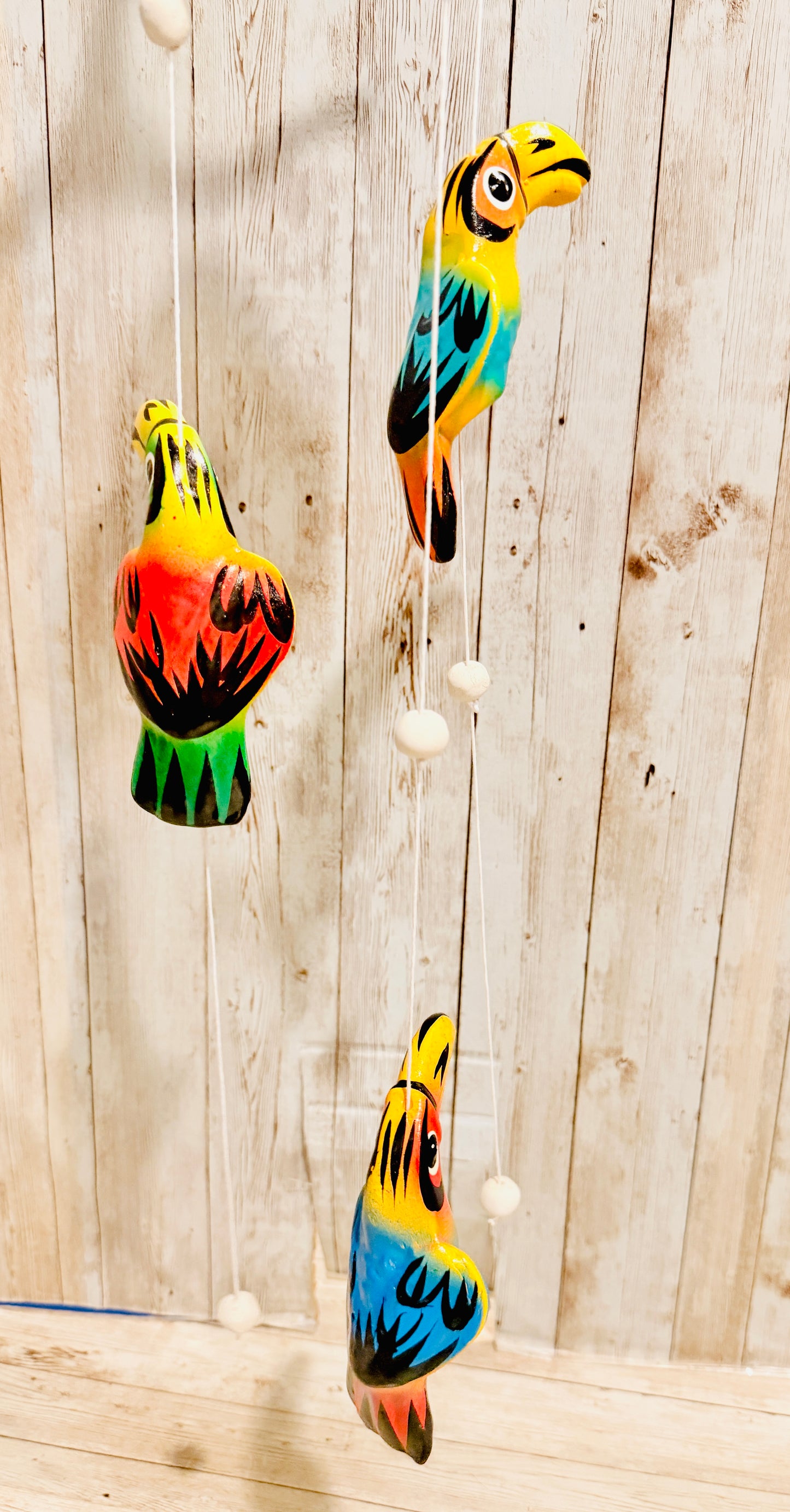 Mexican Ceramic Toucans Wind Chime Campana de Viento Mexicana de Tucanes