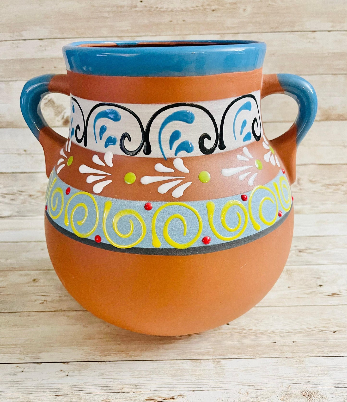 Olla de Barro Frijolera con Tapa Clay Pot with lid Fits Up To 1 Kg Terracota Pot