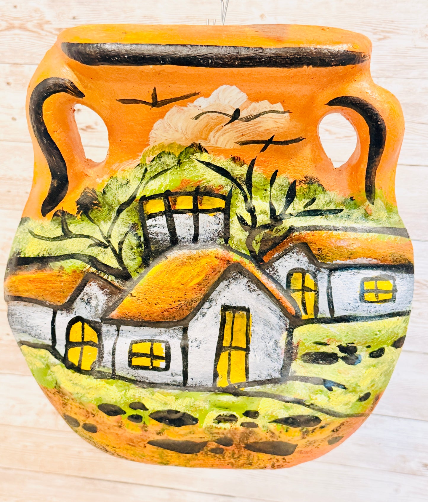Mexican Terra Cota Wall Decor Jarron Colgante Mexicano de Barro