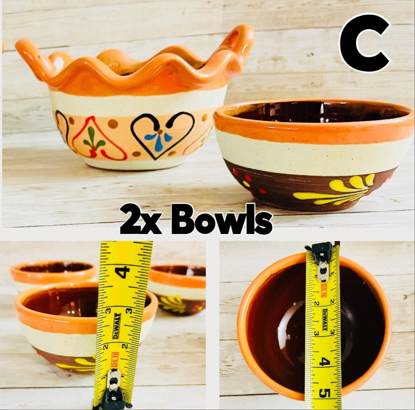 Terra Cota Mexican Soup Clay Bowls Platos Pozoleros de Barro Engove