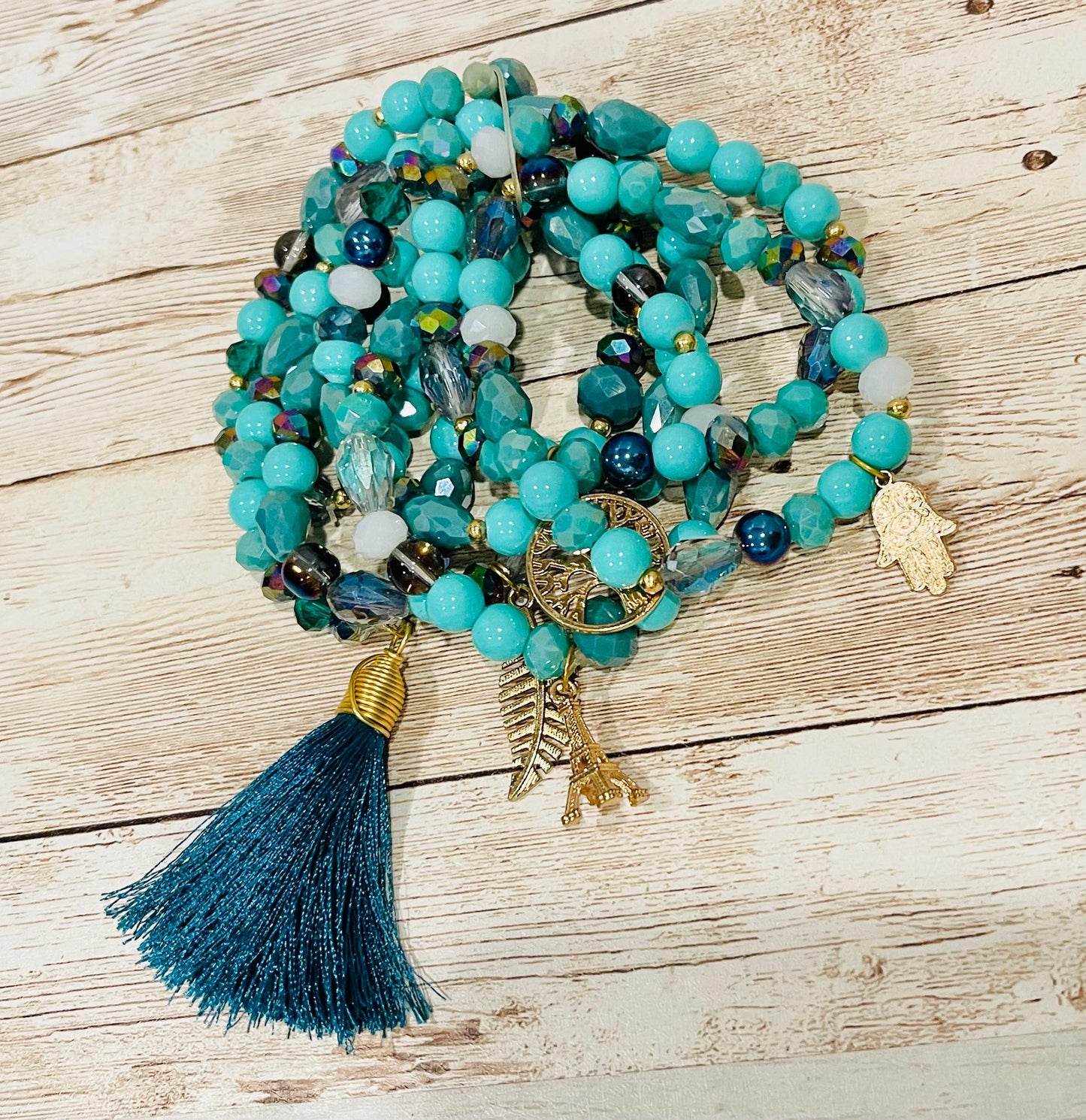 Handmade Mexican Artesanal Bracelets Set of 7 Beaded Bracelets Semanario Artesanal Mexicano 7 Pulseras