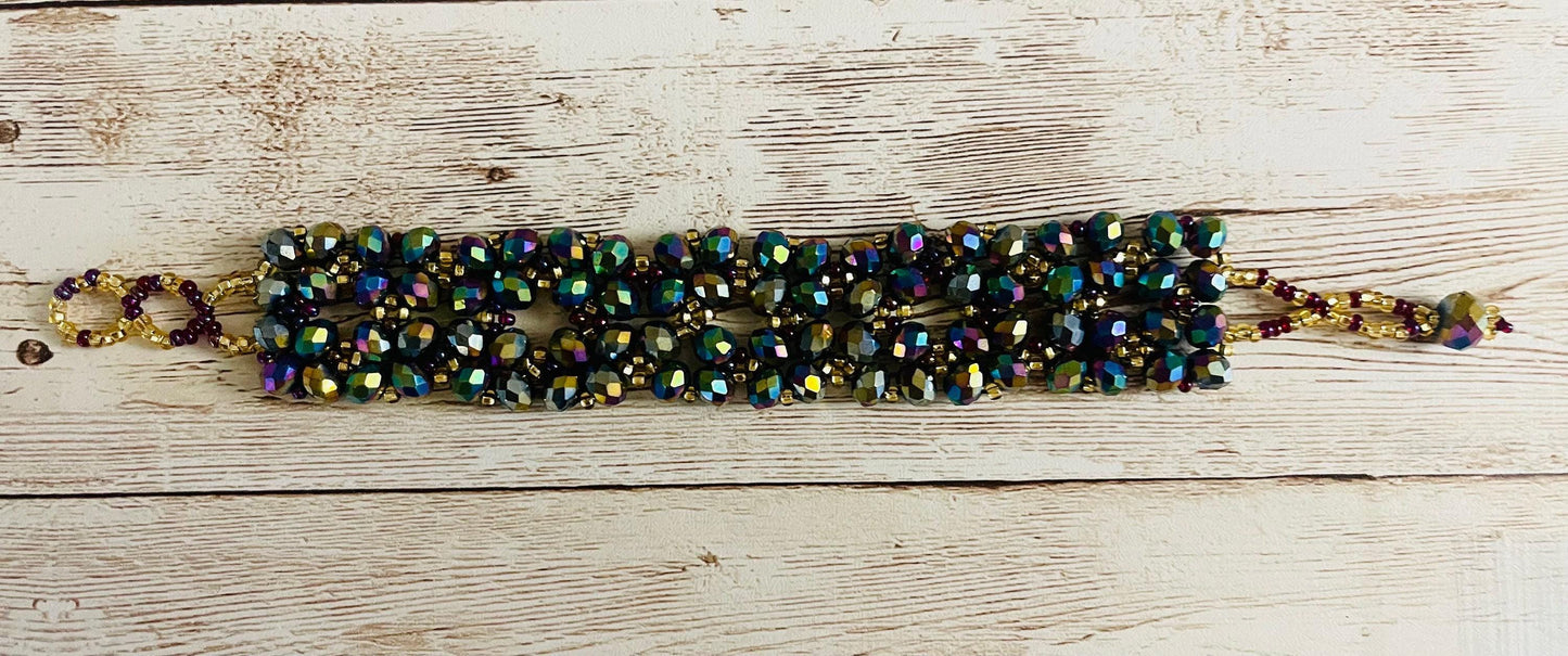 CHAQUIRA Huichol Mexican Bracelet Pulsera Chaquira Huichol Maya de Cristal