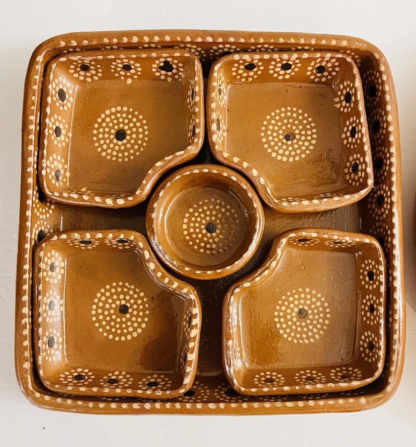 Terracotta Party Platter / Salsero Botanero de Barro 5 Piece