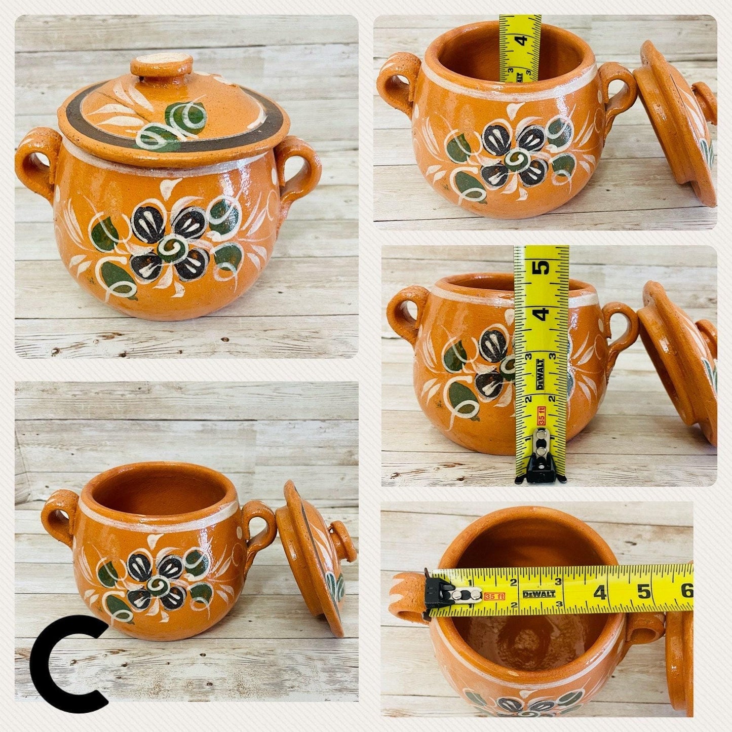 Terra Cota Clay Pot for Beans Soups Olla Tonala de Barro para Caldos Frijoles Sopas