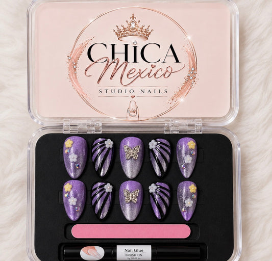 Luxury Handmade Press On Nails Glitter, Rhinestones, Charms Size Medium