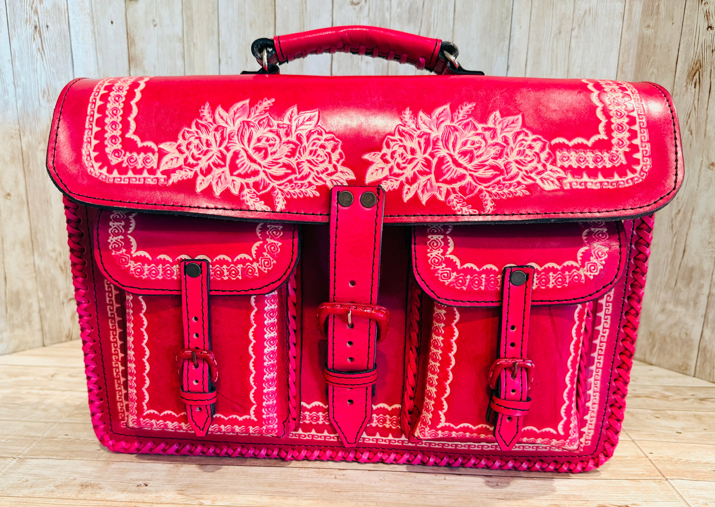 Unisex Leather Handmade Portfolio Leather Business Briefcase Mexican Artesanal Satchel Portafolio Artesanal de Piel de Cuero Amartillado