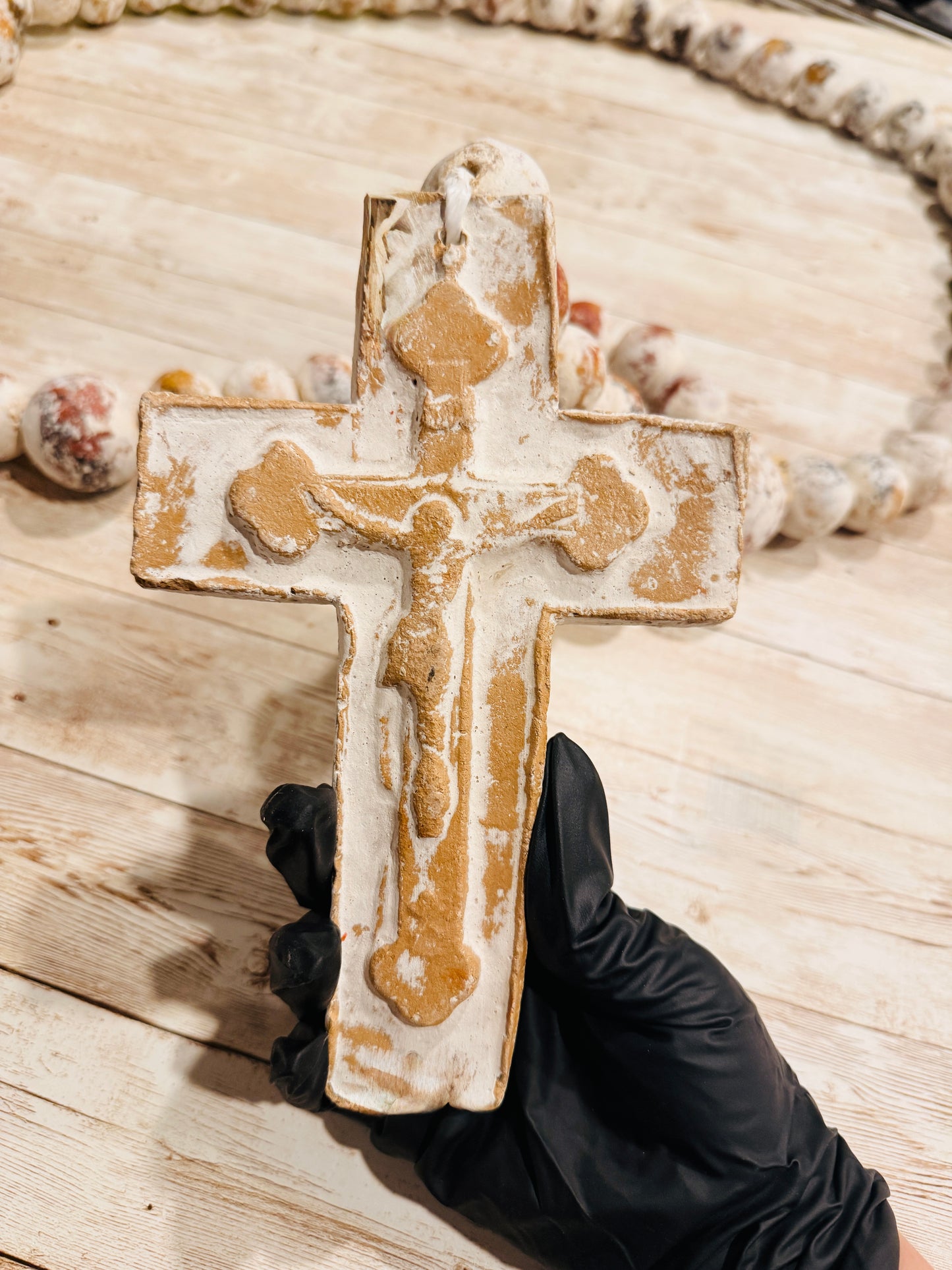 Mexican Large Ceramic Rosary Rustic Farmhouse Decor Rosario Mexicano Grande de Ceramica