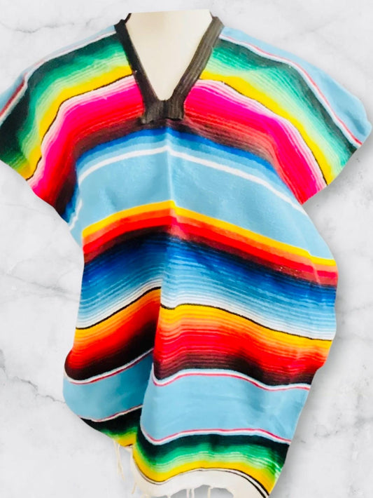 Kids Mexican Saltillo Poncho Sarape Fits 6-12 Poncho Sarape Saltillo Mexicano para Niños
