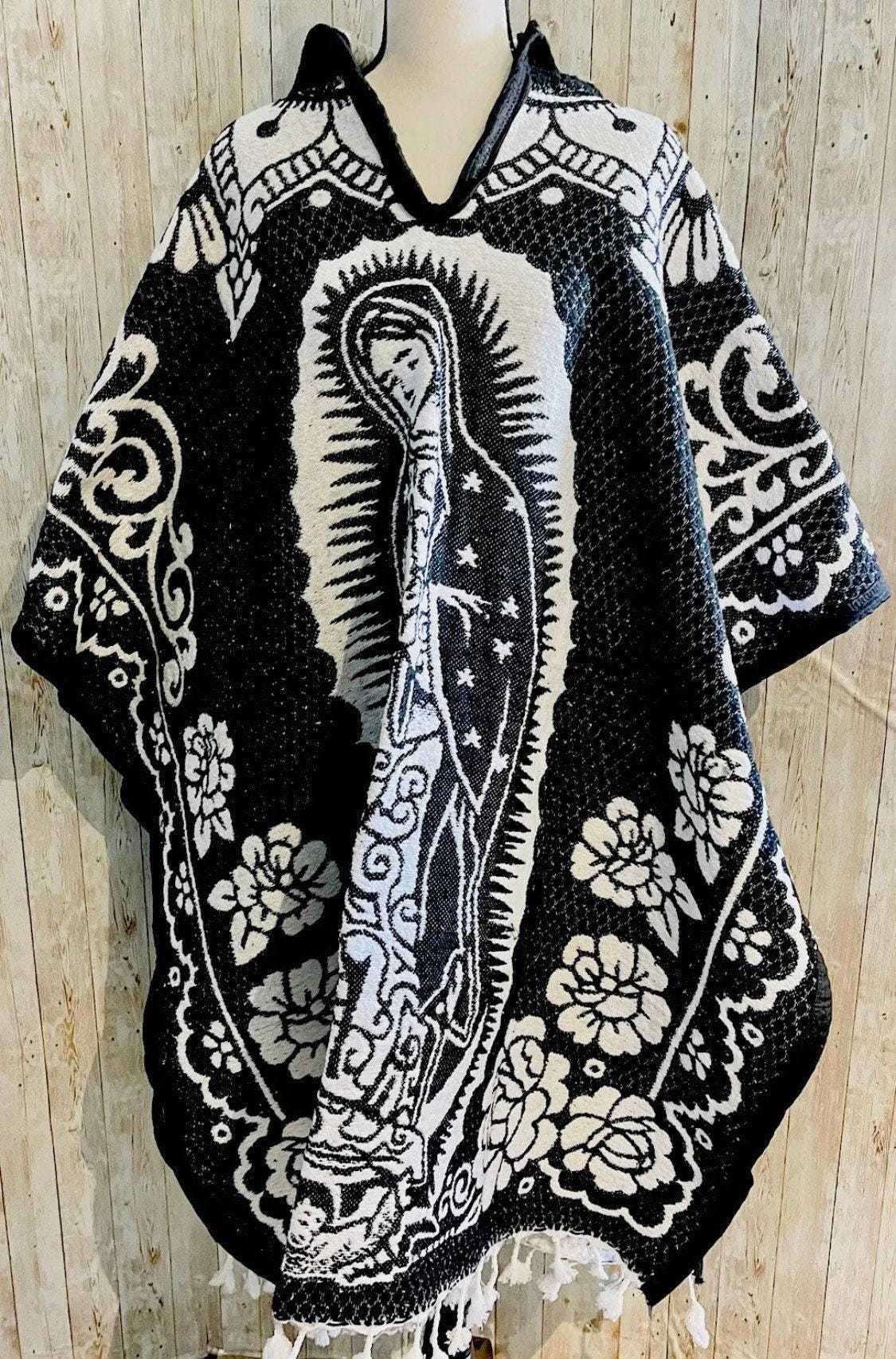 Mexican Poncho Of Virgin Mary and St. Jude Sarape Poncho De La Virgen Maria Y San Judas Tadeo