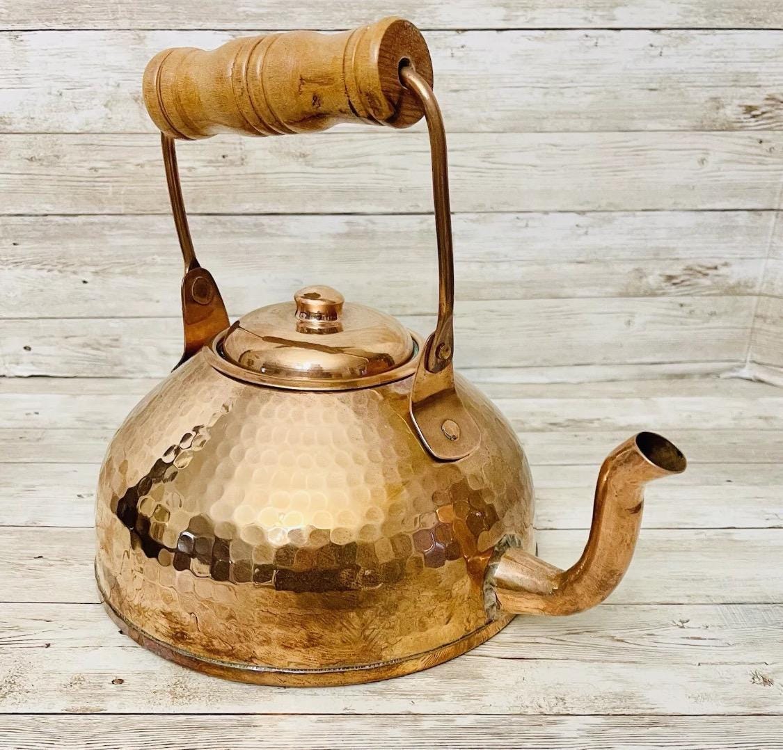 Mexican Copper Coffee Tea Pot with Pouring Cup Cafetera/Tetera de Cobre Mexicano con Taza para Servir