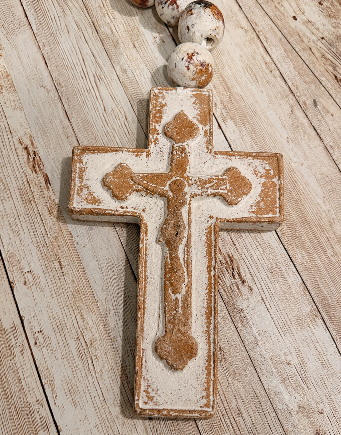Mexican Large Ceramic Rosary Rustic Farmhouse Decor Rosario Mexicano Grande de Ceramica