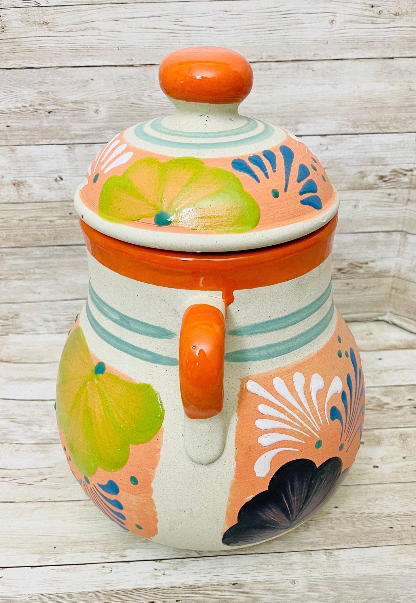 Olla de Barro Frijolera con Tapa Terra Cota Pot with lid Fits Up To 128 Fl. Oz