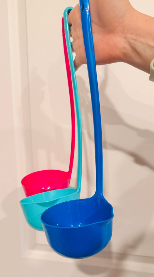 3x Mexican Plastic Ladle Hooked Handle Spoon for Vitrolero Lemonade Soup Cucharon De Plastici Mexicano para Aguas Frescas Sopa