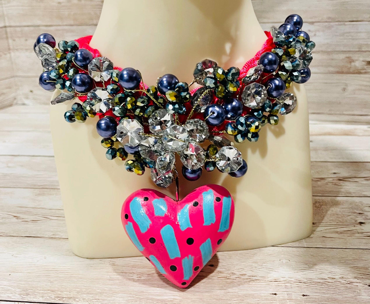 Mexican Artesanal Palm Leaf Heart Shaped Necklace Collar Artesanal Mexicano de Corazon
