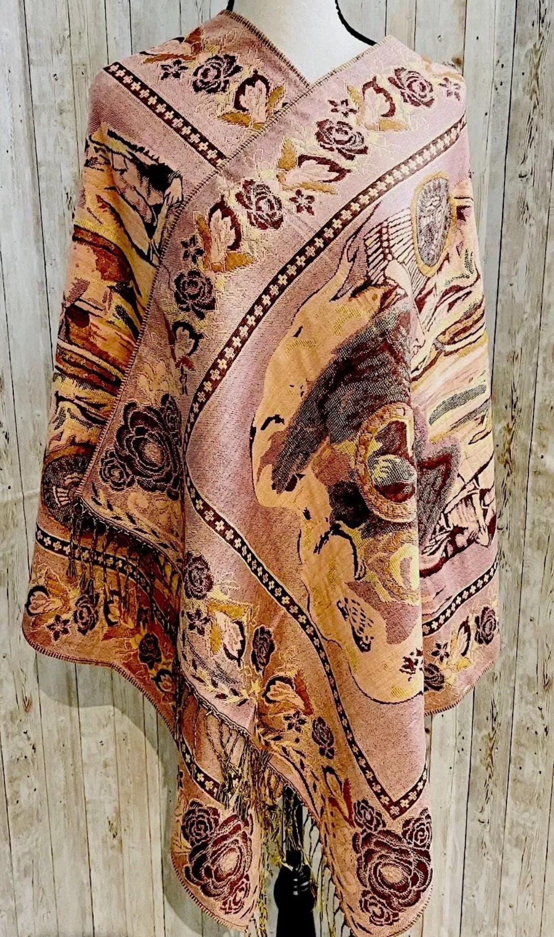 Virgin Mary Mexican Shawls Rebosos Wraps Rebosos de La Virgen Maria con Emiliano Zapata y Montezuma