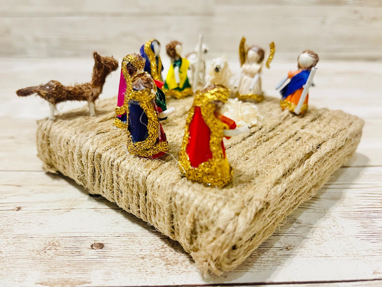 Mini Corn Husk Nativity Set Nacimiento Navideño Mini de Hoja de Maiz 1 Inch Tall