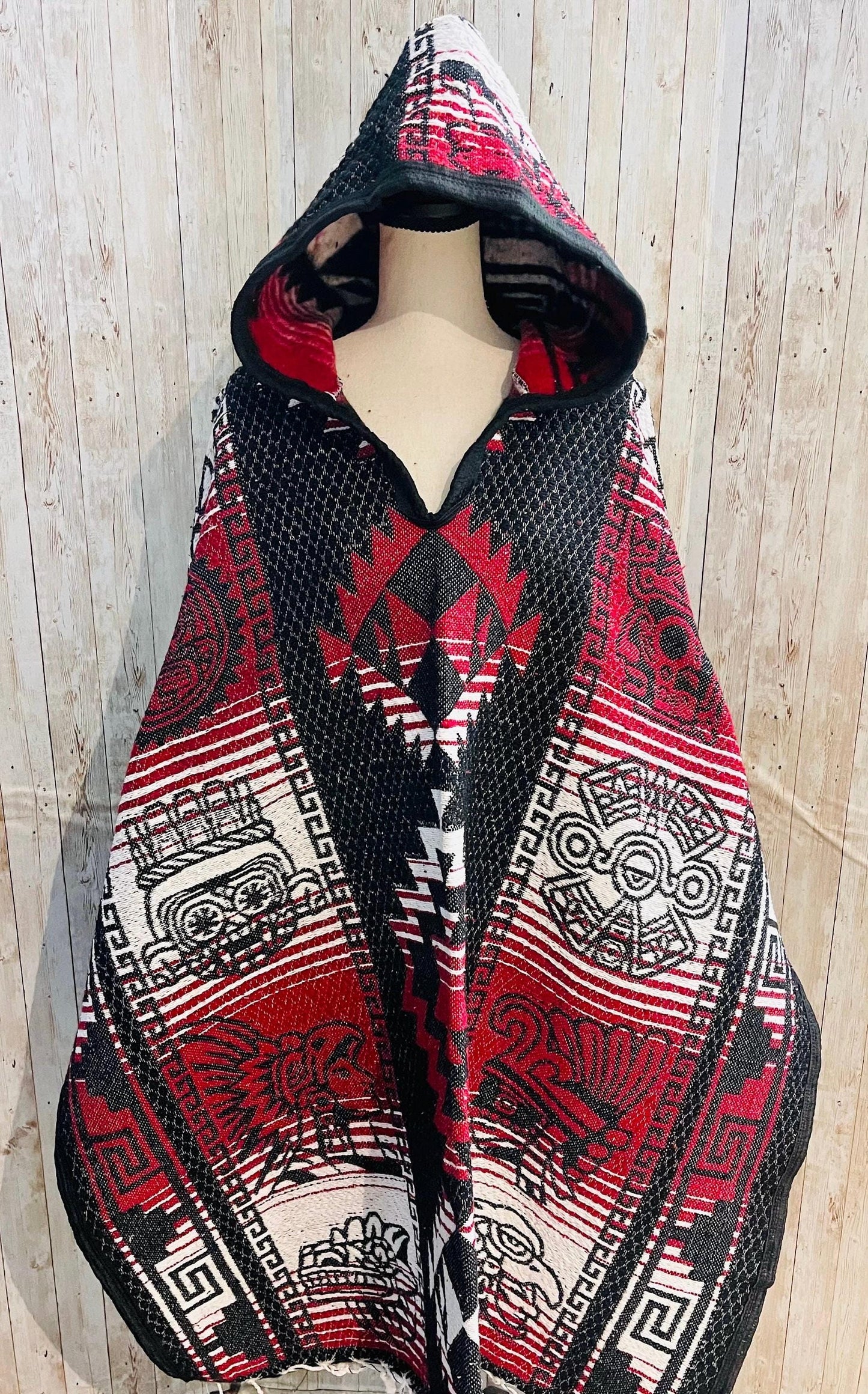 Poncho Mexicano  Calendario Azteca Con Gorro Mexican Aztec Calendar Poncho with Hoodie