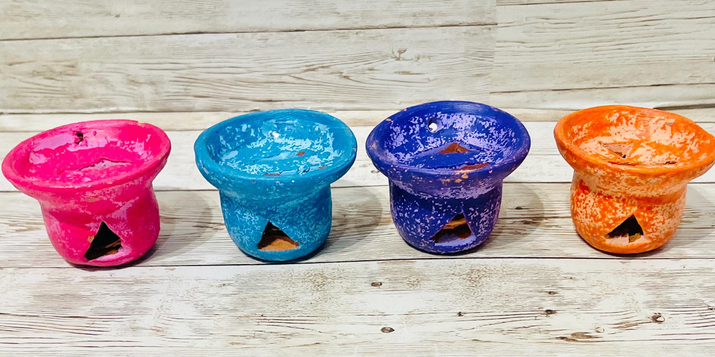 Anafres de Barro Mexicano Chico Small Mexican Clay Incense Burner for Day of the Dead Dia de Muertos