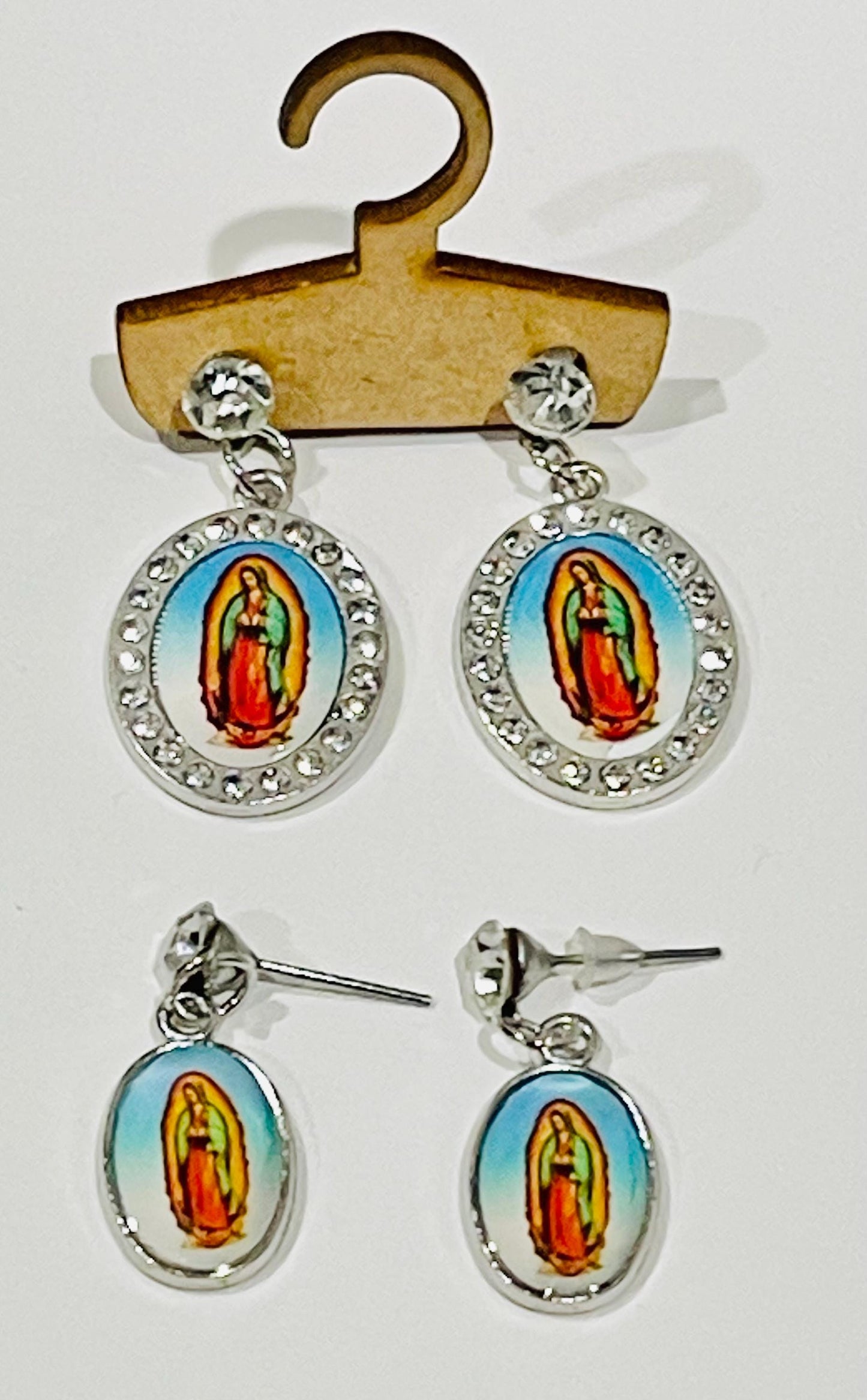 Virgin Mary Stud Earrings  Religious Jewelry Aretes de La Virgen de Guadalupe Joyeria Religiosa