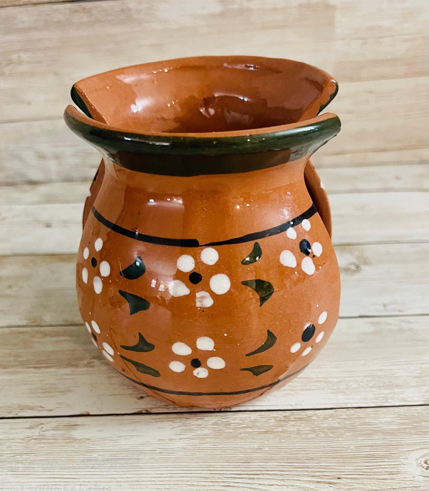 Servilletero y Cazuelita de Barro Mexicano Mexican Clay Napkin Holder and Casserole